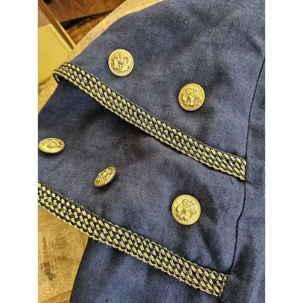 Vintage Charmade 100% Linen Open Blazer Jacket Women's‎ Size 11/12 Coastal